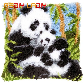 DIY Riivi Konksu Padi Komplektid Panda padjapüür Heegeldatud Käsitöö Akrüül Lõng Tikkimine Diivanvoodi Padi Kodu Kaunistamiseks