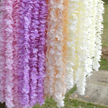 20pcs Wisteria Vanik Kunstlik Silk Flower Viinapuu Kodus Valge Pulm Aia Kaunistamiseks Rotangist Rippus Seinal Võltsitud Lilled