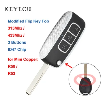 Keyecu Uuendatud Klapp Kokkuklapitavad Remote Auto Võti Fob 315 / 433MHz koos ID73 Kiip BMW Mini Vask R50, R53 2002 2003 2004 2005