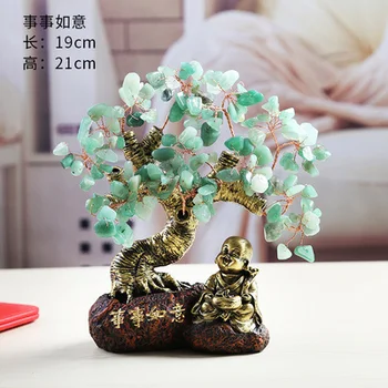 Crystal jade rikas puu käsitöö loominguline siga kaunistused sisustus kaunistused elutoas väike-ja keskmise õnn puu kingitused
