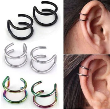 Minimalistlik Kõrva Klambrid Kõrvarõngad Naiste Must Non-Piercing Kõhre Earings Komplekti Rainbow Värvi Kõrva Mansett Võltsitud Piercing Ehted