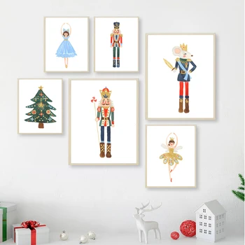 Akvarell Pähklipureja Ballett Sõdur Prindib Jõulud Holiday Kodu Kaunistamiseks Maali Pilte Canvas Poster Skandinaavia Stiil