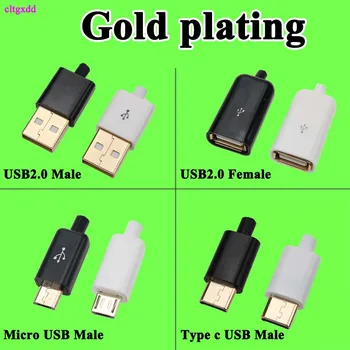 cltgxdd DIY USB 2.0 Micro c-Tüüpi Isane Pistik Gold plating Emane Pistik 4 Pin-5Pin-Tüüpi Komponendid Valge Must