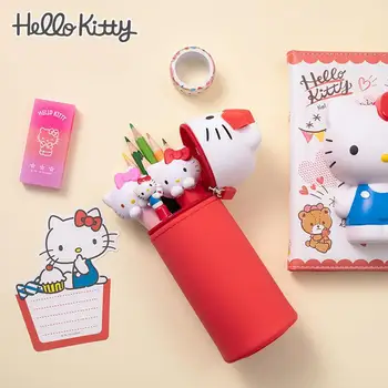 Sanrio Hello Kitty Pliiats Kotti Tüdruk Kawaii Silikoon Õpilane Kirjatarvete Ladustamise Kott Cartoon Retractablee Kaasaskantav Kott, Pliiats