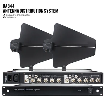 UA844 UA844+/LC Antenni võimendi 5 Kanaliga Võimu Turustaja Süsteemi Super Lairiba UHF 500-950MHz Jaoks SHURE Traadita Mikrofon