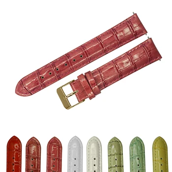 12mm 14mm 16mm 18mm 20mm Nahast Watch Band Roosa Oliiviõli Elevandiluu Roheline Watchband Tõeline Nahast Rihm Kuld Roostevabast Terasest Lukk