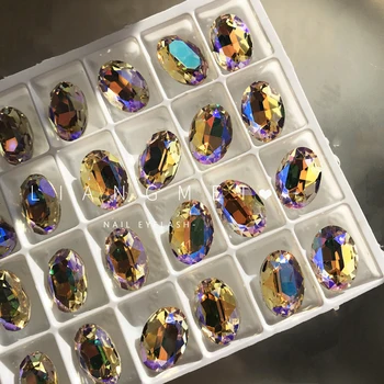 10mm 20PACK - Crystal Ovaalne Klaasist Küünte Teemant Kive Pikad 3D Uusi Võlusid SUUR Kalliskivid Decor Küünte Võlusid