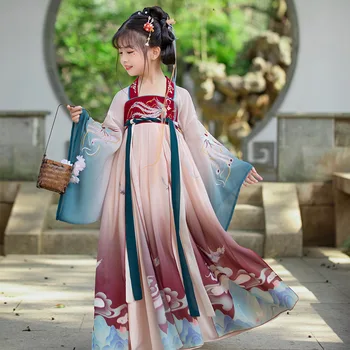 Lapsed Hanfu Hiina Traditsiooniliste Rahvariiete Tüdruk Han Dünastia Tantsu Kulumise 2022 Haldjas Cosplay Riided Oriental Vana Prints Kleit