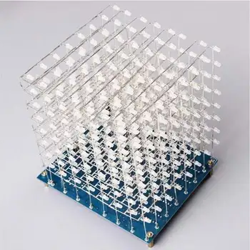 Uus 8x8x8 LED Cube, 3D Kerge Ruudu Sinine LED Flash Electronic DIY Kit Vajab Jootmist Dynamics 3d-Efekt Öö Lambi Laterna