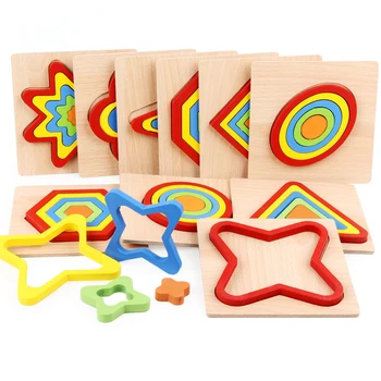 Puidust Mänguasjad Kuju Puzzle Montessori Kuju Sorteerimine Puzzle Väikelastel Tegevuses Koolieelse Õppe Alguses Haridus-Kingitused Lastele