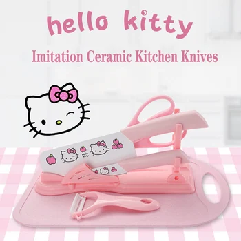 Kawaii Sanrio Tarvikud Cartoon Hello Kitty Köök Koostisega Tarvikute Komplekt Armas Kodu Ilu Dorm Reisi Kaasaskantav Liha Lõikur