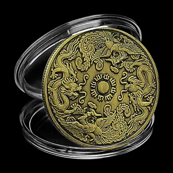 Mälestusmündi Hiina Dragon ja Phoenix Suveniiride Õnne Antiik Imitatsioon Kollektsiooni Münt Pronks Pinnatud Mündi