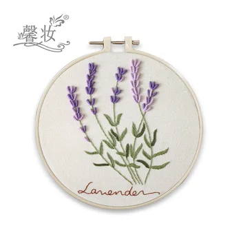 Lavendel Tikandid Kit DIY Näputöö Houseplant Muster Needlecraft Algajale ristpistes Artcraft Vahendid(WithHoop)
