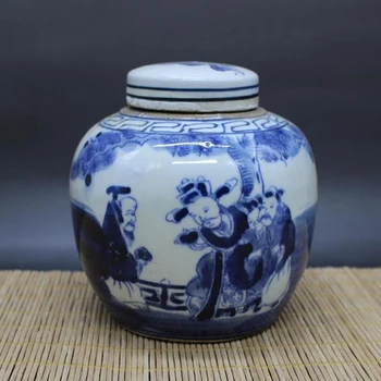Peen Hiina Klassikalise Sinise ja Valge Portselan Antiik-Pott Jar - 